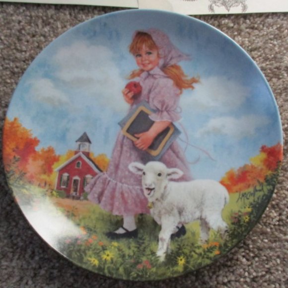 Mary Had Little Lamb Blue Mother Goose 1985 Reco Collectible Plate J McClelland - Picture 2 of 4